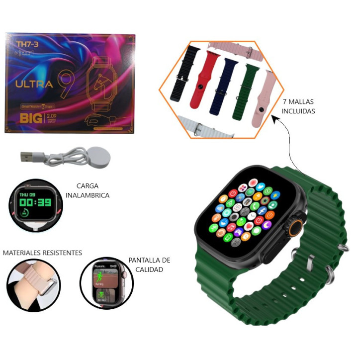 RELOJ SMART ULTRA 9 BIG C/7 MALLAS
