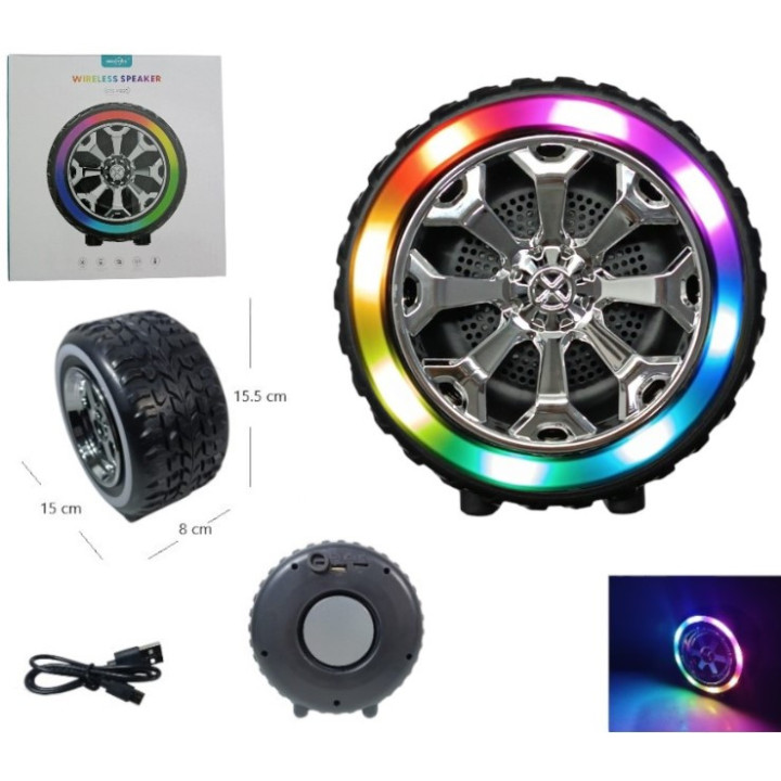 PARLANTE RUEDA BT/FM/USB CON LUZ