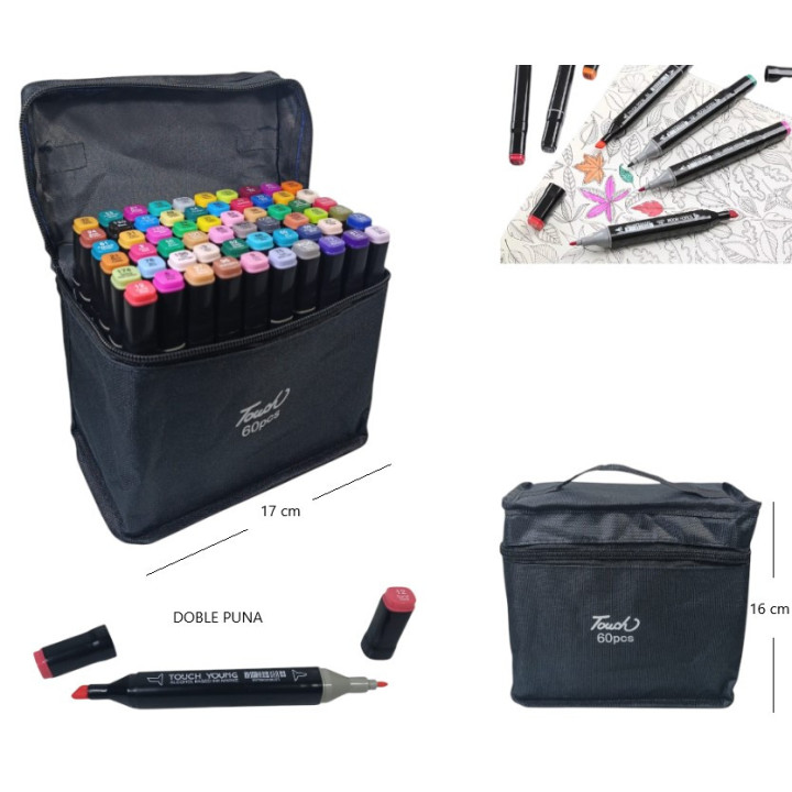 MARCADORES DOBLE PUNTA X60PCS