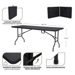 MESA PLEGABLE DE CAMPING COLOR NEGRO