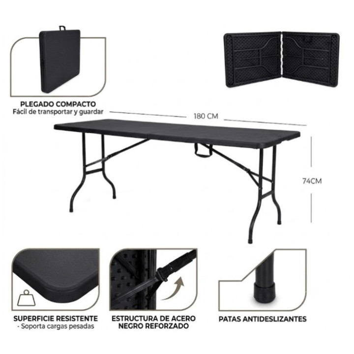 MESA PLEGABLE DE CAMPING COLOR NEGRO